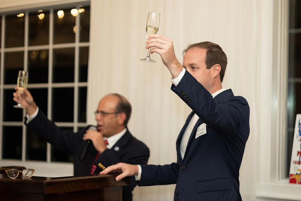 Champagne toast from Representatives Vieira and Moakley