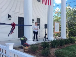 Anne Connolly speaks at the Open House.   