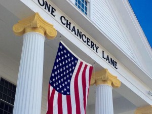 American Flag is hung to mark Veteran's Day.   